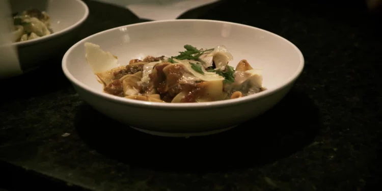 Bowl of pasta waiting to be served